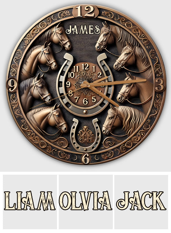 Time Spent in the Saddle is Never Wasted - Personalized Horse Wall Clock