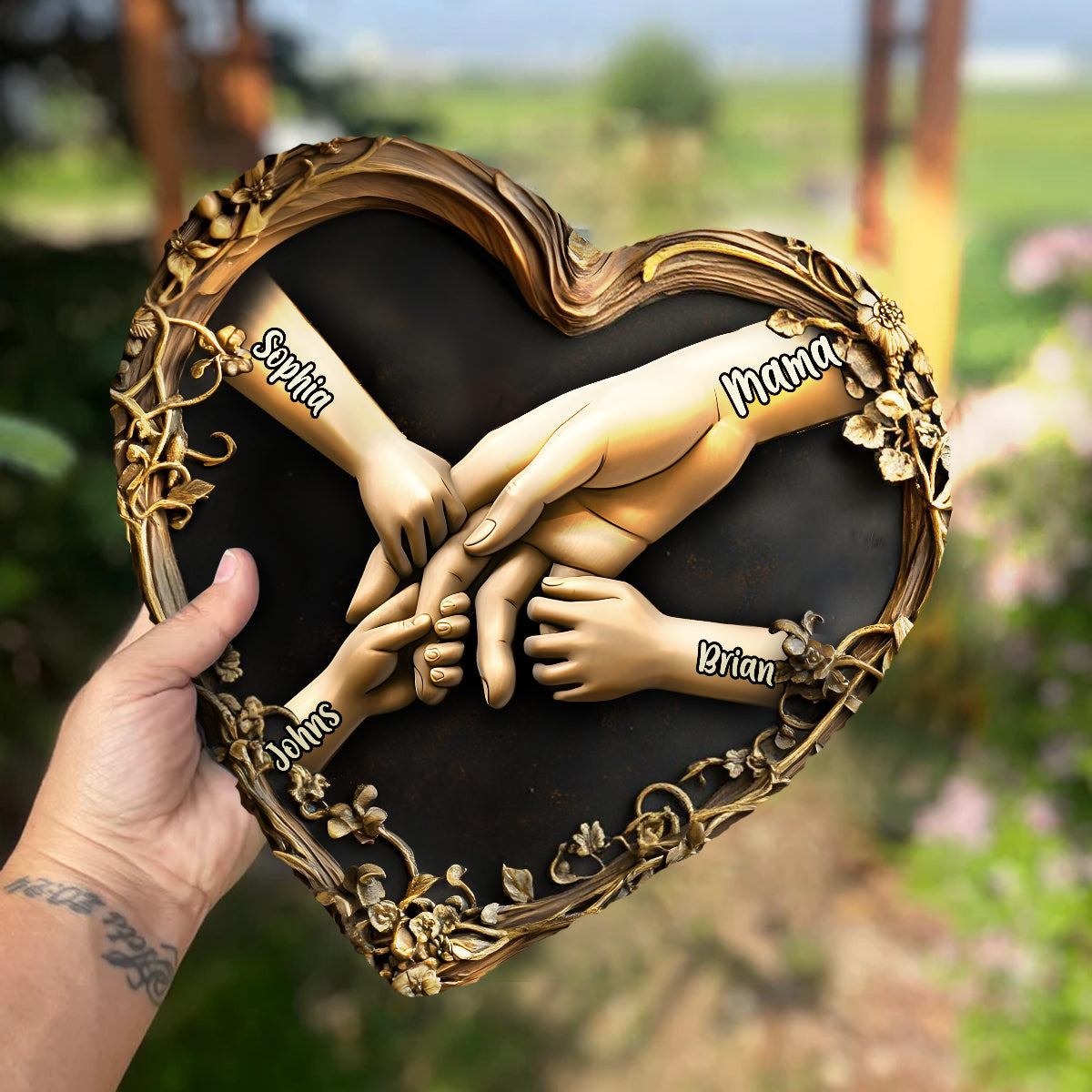 Hold Our Hands - Personalized Mother Heart Shaped Stone