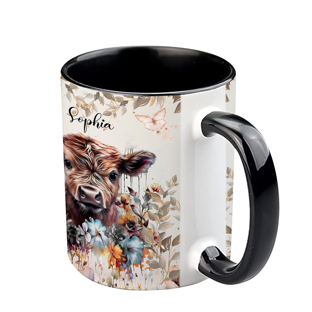 Floral Cow - Personalized Accent Mug