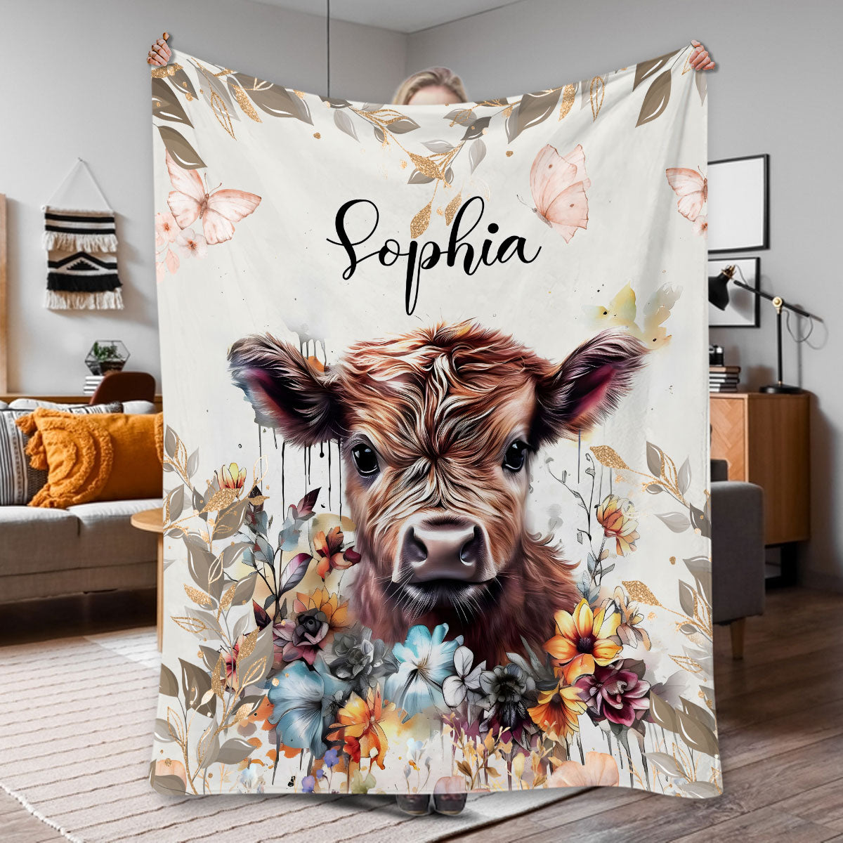 Cute Cow - Personalized Blanket