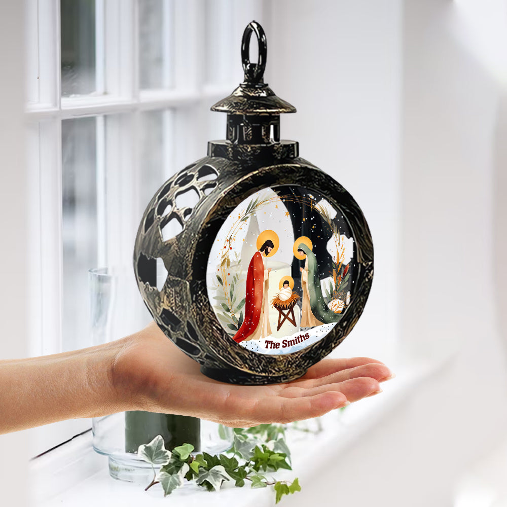 Holy Night - Personalized Christian Round Lantern With Light
