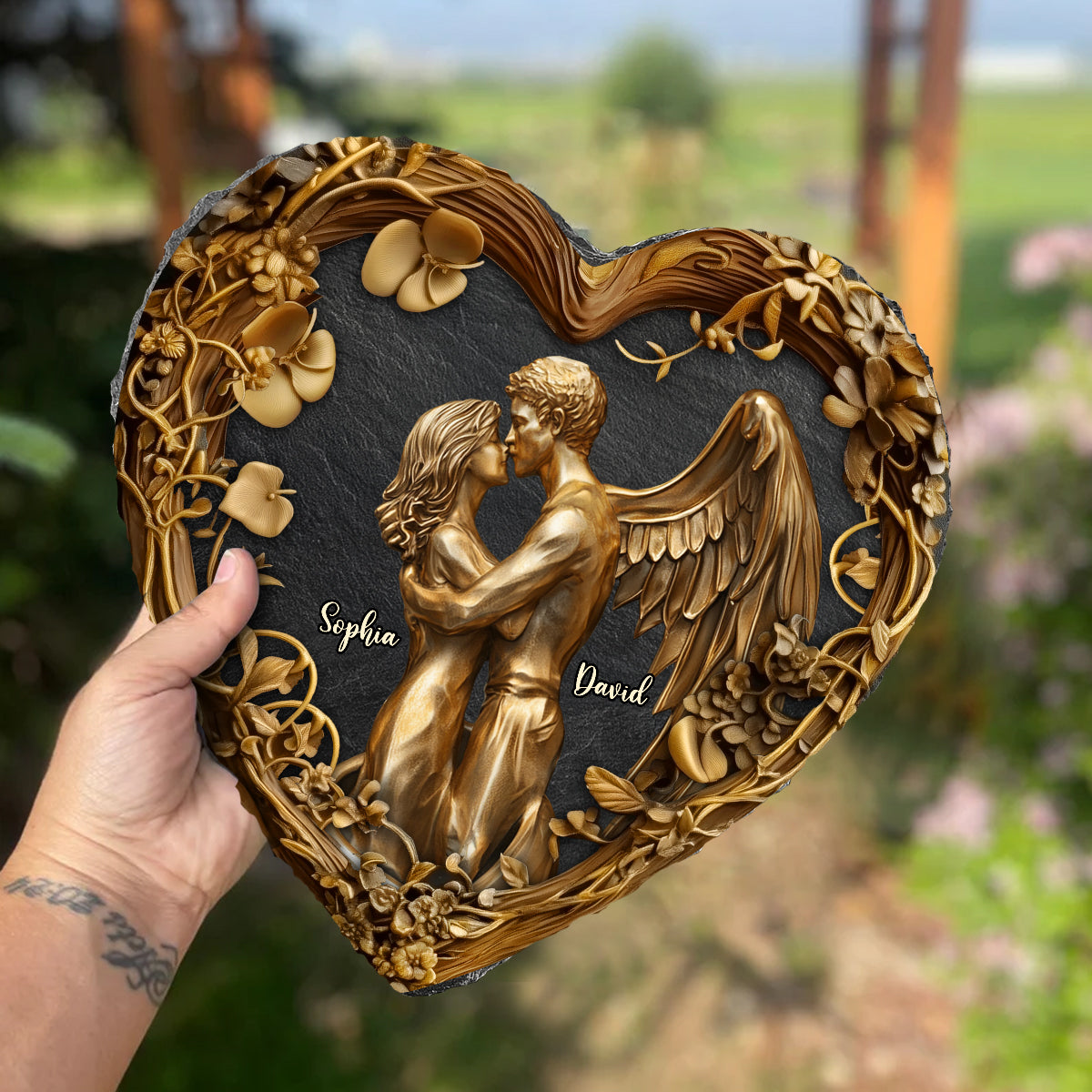 Du & Ich – Personalisierter herzförmiger Stein für Paare