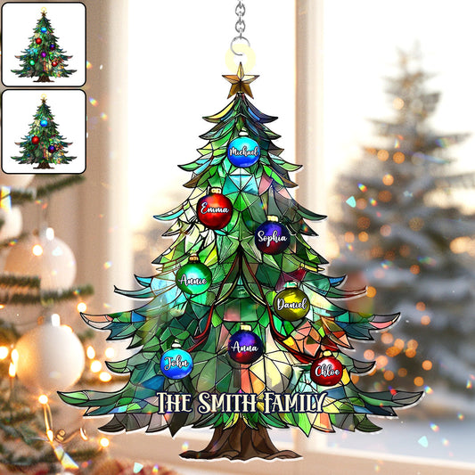 Familienweihnachten – Personalisierter Familien-Fensterhänger-Sonnenfänger als Ornament 