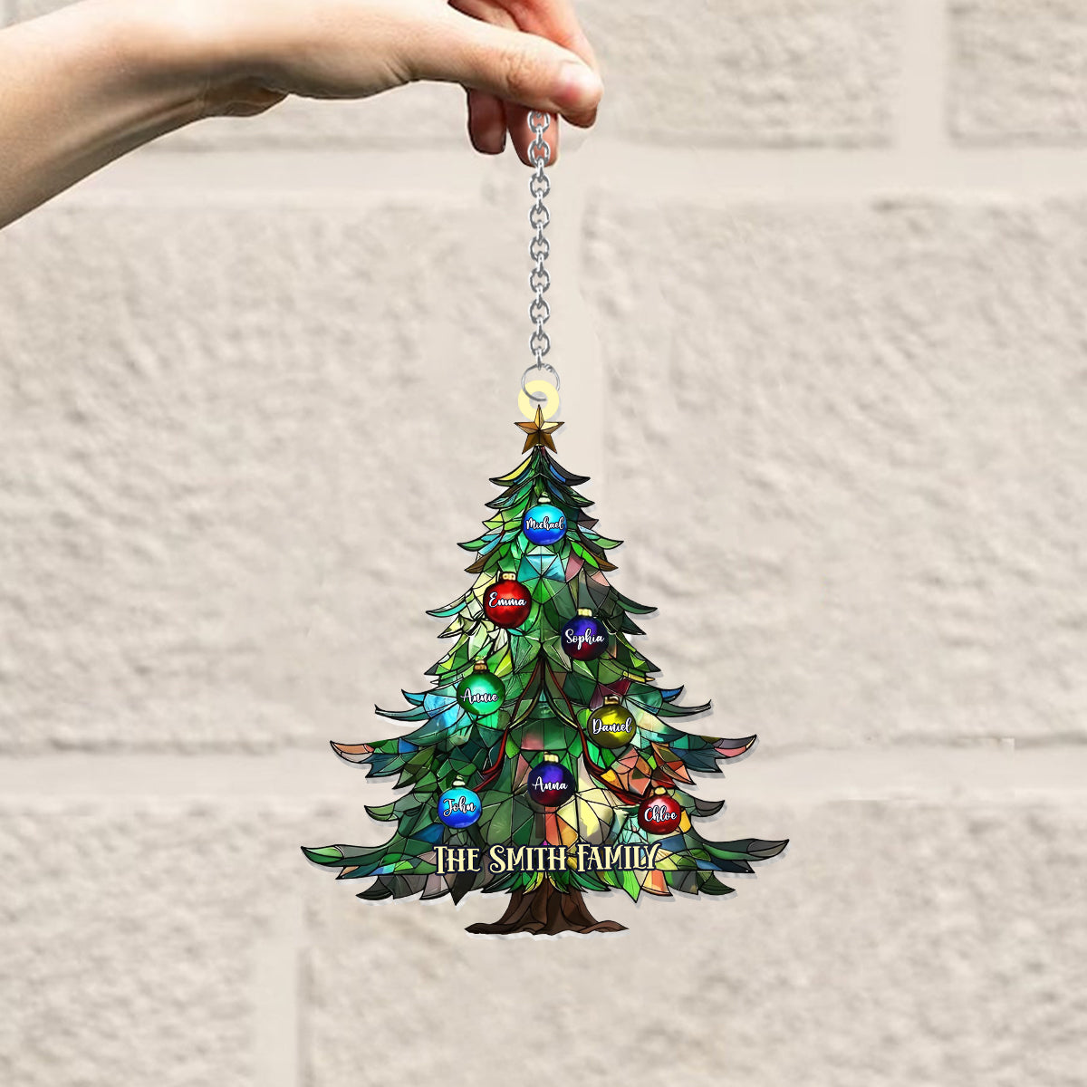 Family Christmas - Personalized Family Window Hanging Suncatcher Ornament