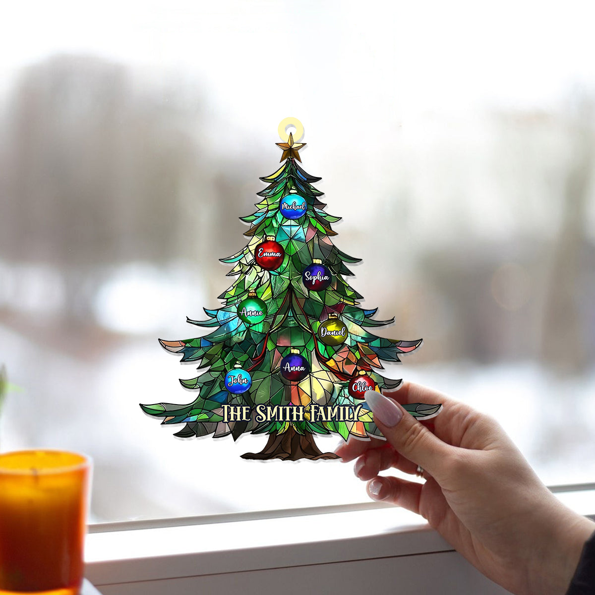 Family Christmas - Personalized Family Window Hanging Suncatcher Ornament