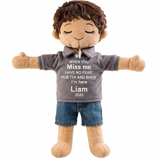Personalized Latin Little Boy Memorial Plush Doll, Custom In Loving Memory Hugging Ragdoll Comfort Gift for Loss