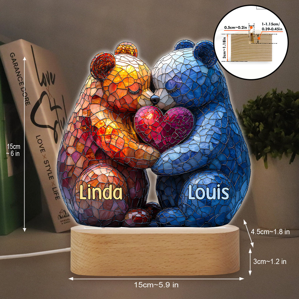 Loving Bears - Personalized Couple Shaped Plaque Light Base