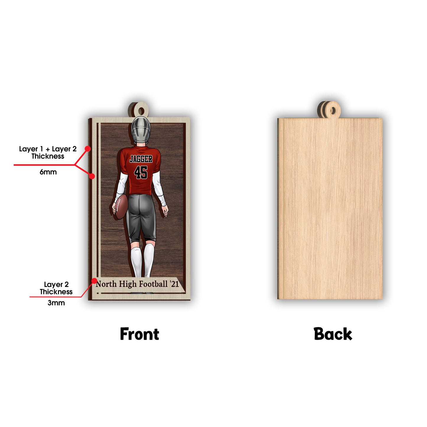 Football Season - Football gift for son - Personalized 2 Layered Piece Ornament