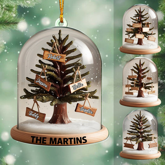 Christmas Family Tree Dome - Personalized Family Transparent Ornament