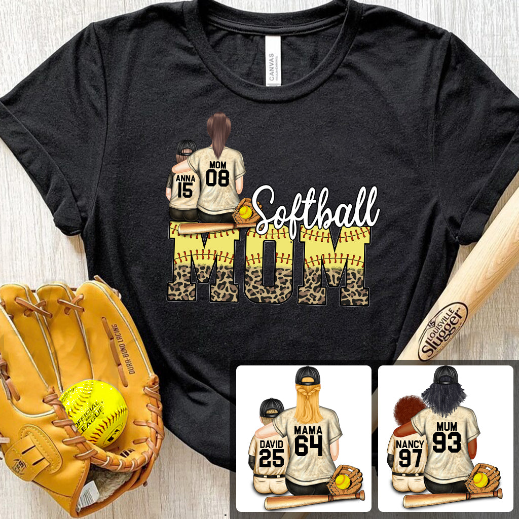 Softball-Mama – Softball-Geschenk für Mama – Personalisiertes T-Shirt und Hoodie