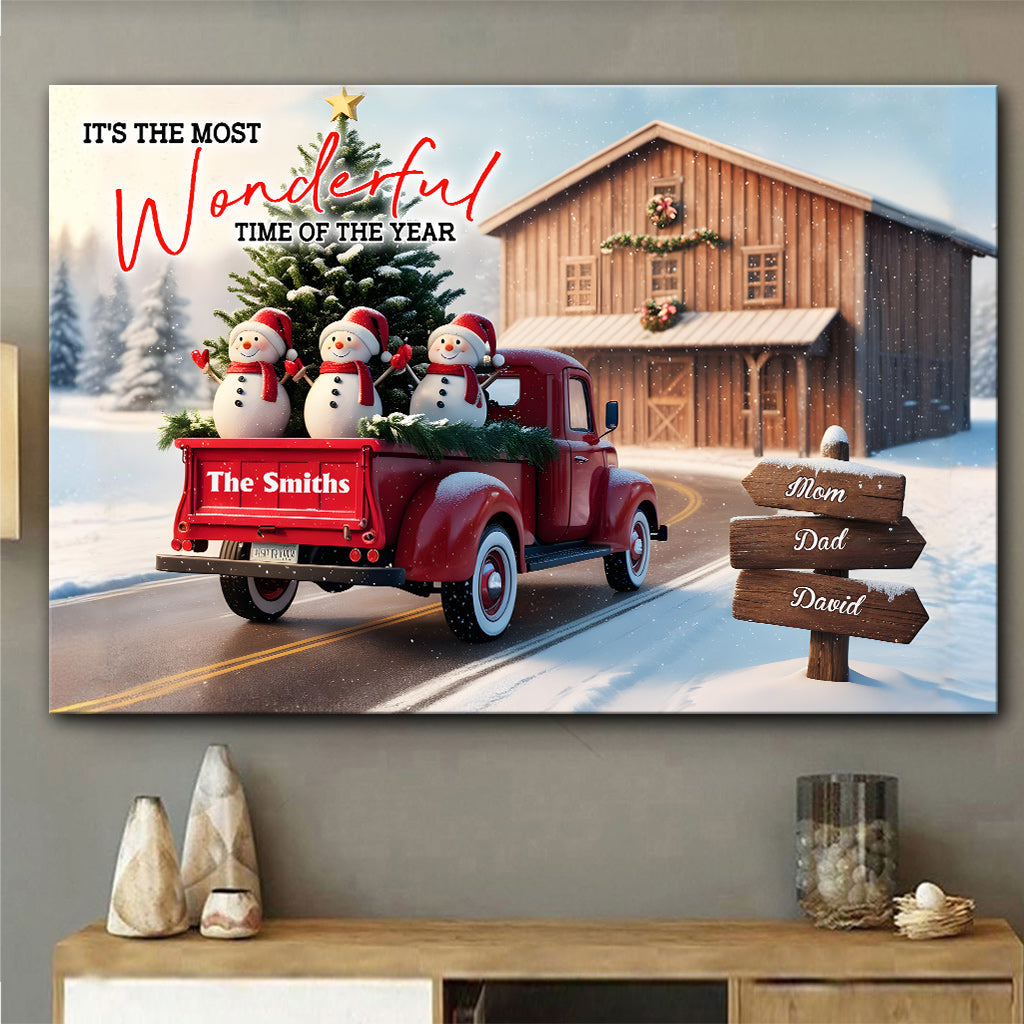 Rustikales Weihnachtsmotiv für die Familie – Personalisierte Leinwand und Poster