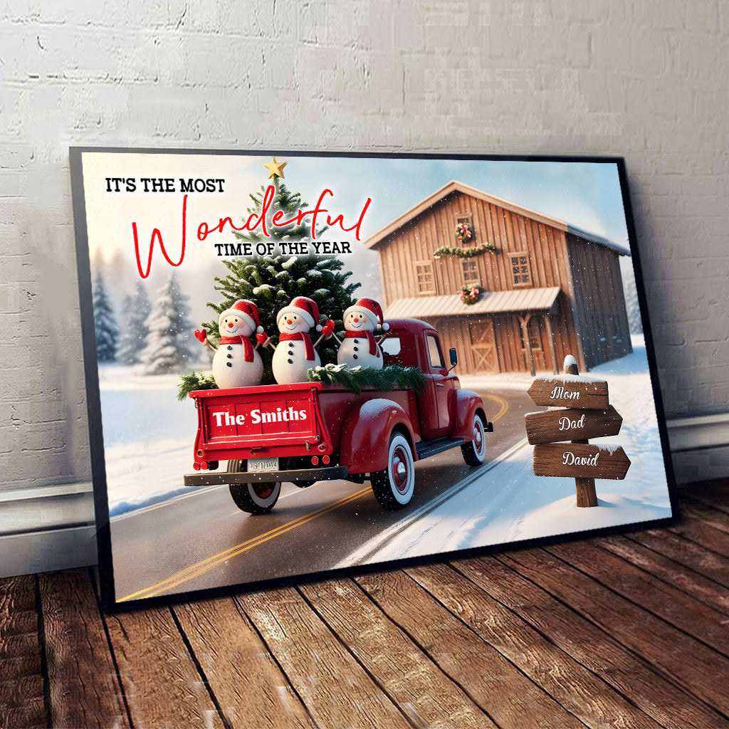 Rustikales Weihnachtsmotiv für die Familie – Personalisierte Leinwand und Poster