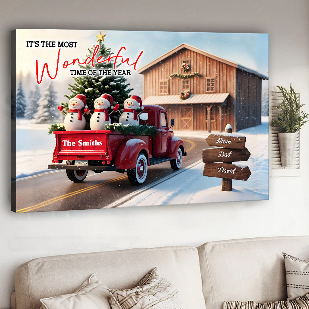 Rustikales Weihnachtsmotiv für die Familie – Personalisierte Leinwand und Poster