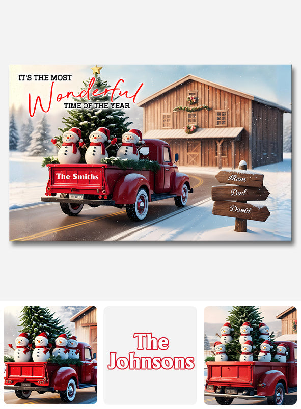 Rustikales Weihnachtsmotiv für die Familie – Personalisierte Leinwand und Poster