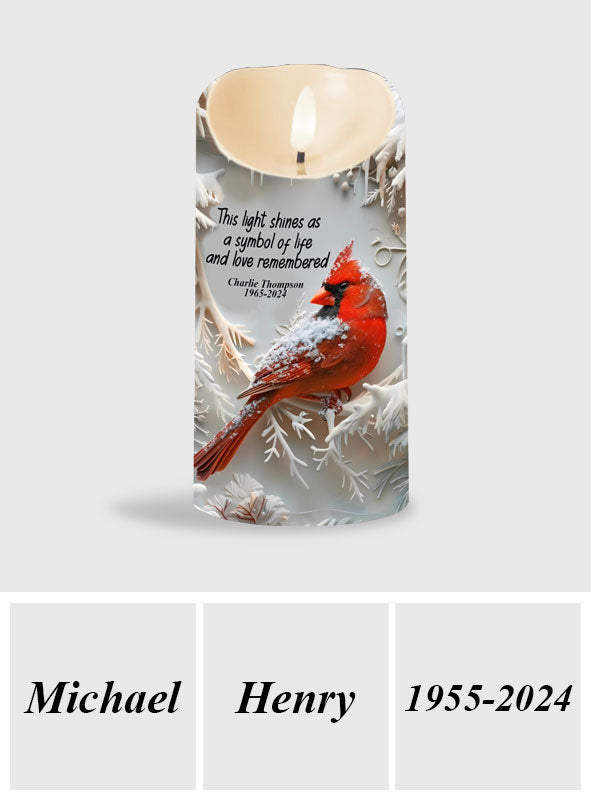 In Loving Memory Red Cardinal - Personalized Memorial Flameless Candle