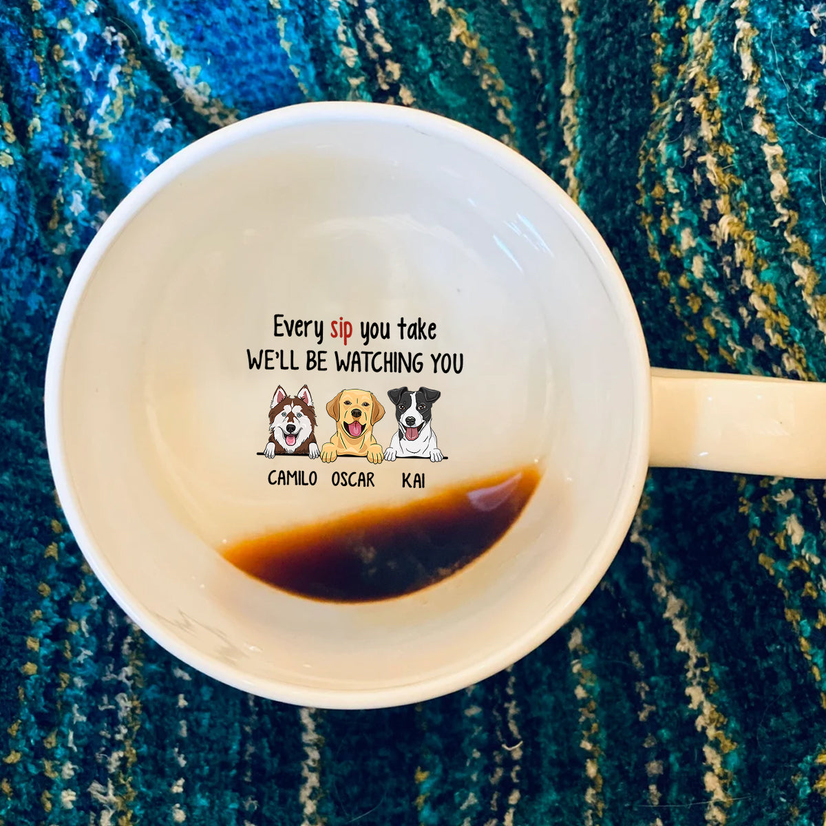 Jeder Snack, den du zubereitest – personalisierte Tasse mit versteckter Hundebotschaft