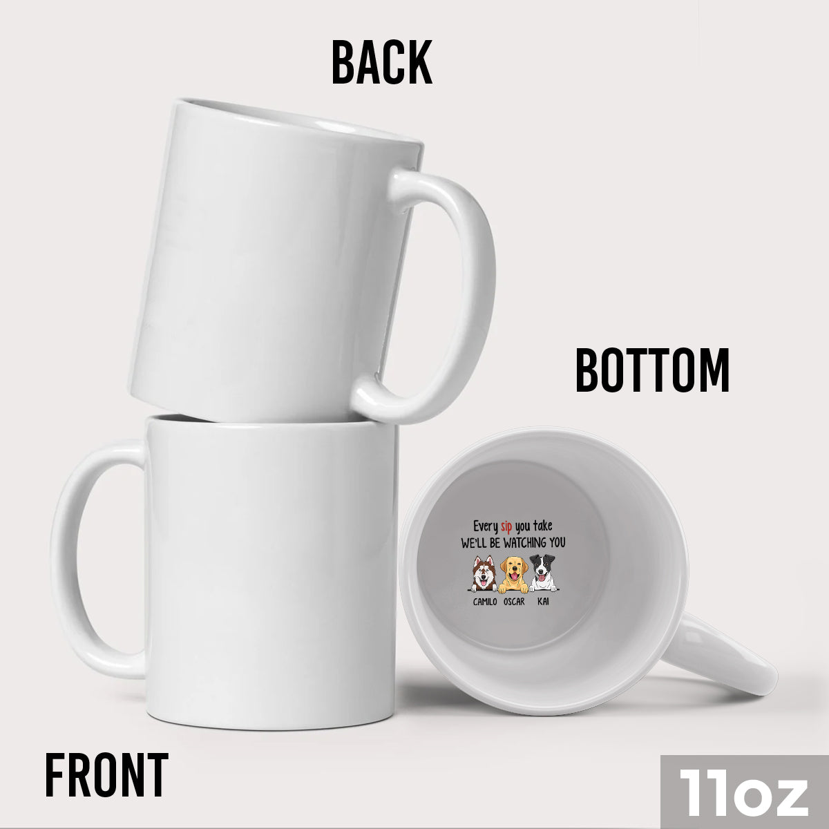Jeder Snack, den du zubereitest – personalisierte Tasse mit versteckter Hundebotschaft