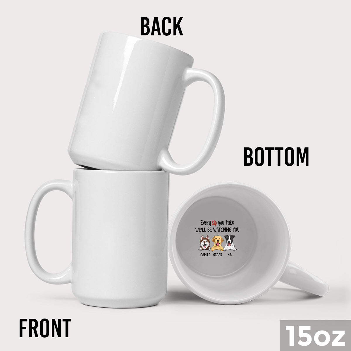 Jeder Snack, den du zubereitest – personalisierte Tasse mit versteckter Hundebotschaft