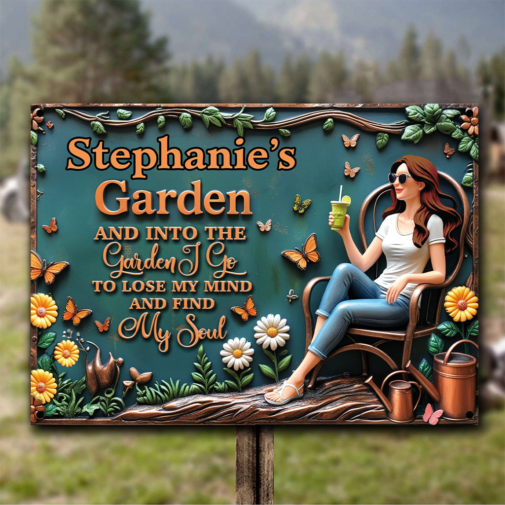 Finde meine Seele – Personalisiertes rechteckiges Metallschild für Gartenliebhaber