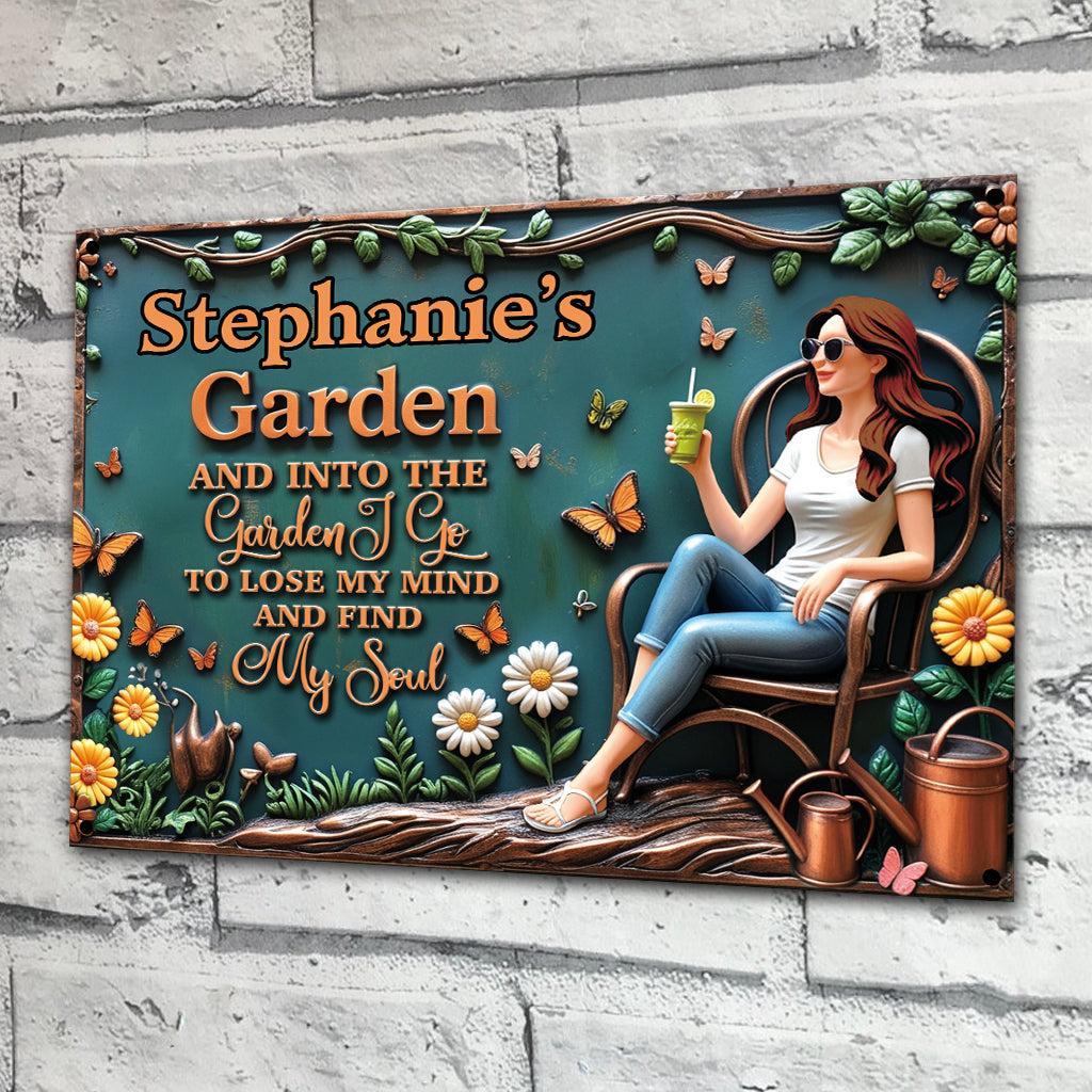 Finde meine Seele – Personalisiertes rechteckiges Metallschild für Gartenliebhaber