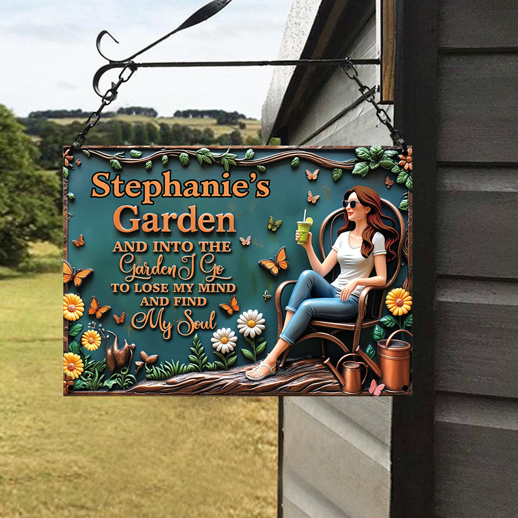 Finde meine Seele – Personalisiertes rechteckiges Metallschild für Gartenliebhaber