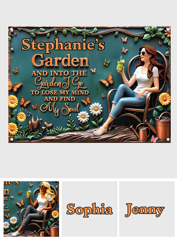 Finde meine Seele – Personalisiertes rechteckiges Metallschild für Gartenliebhaber