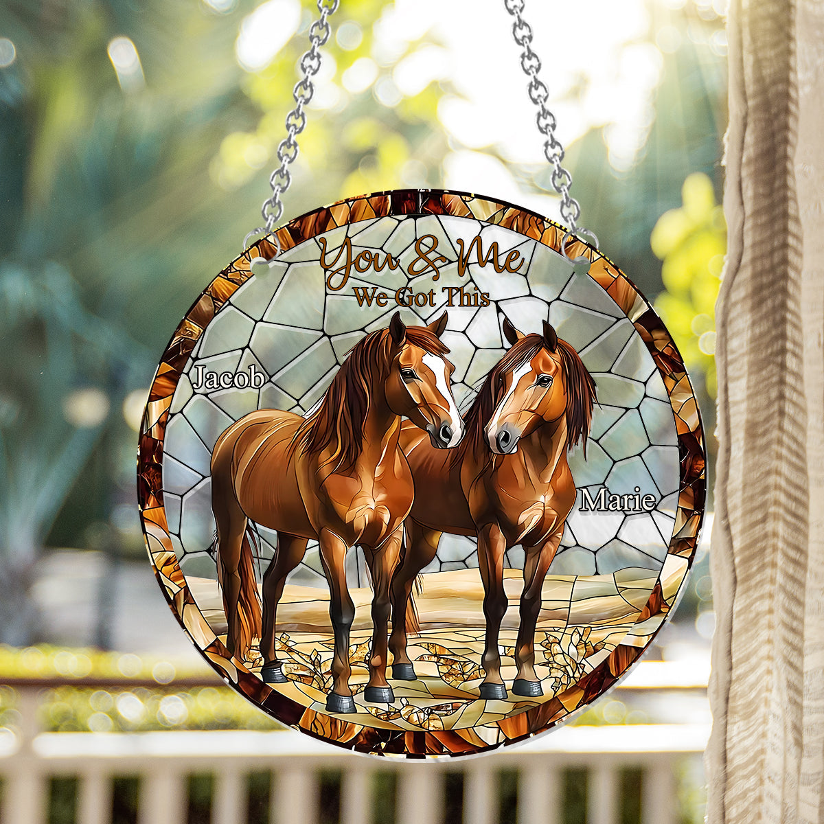 Pferdepaar – Personalisierter Fensterhänger mit Pferdemotiv