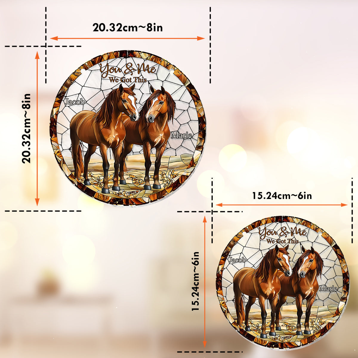 Pferdepaar – Personalisierter Fensterhänger mit Pferdemotiv