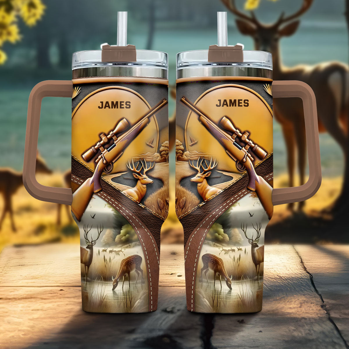 Liebe zur Jagd – Personalisierter Jagdbecher mit Henkel