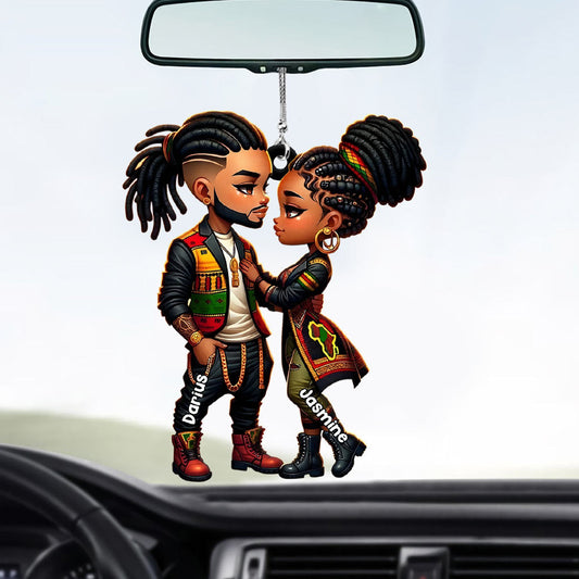 Du bist mein König und ich bin deine Königin – Personalisierter afroamerikanischer Autoanhänger