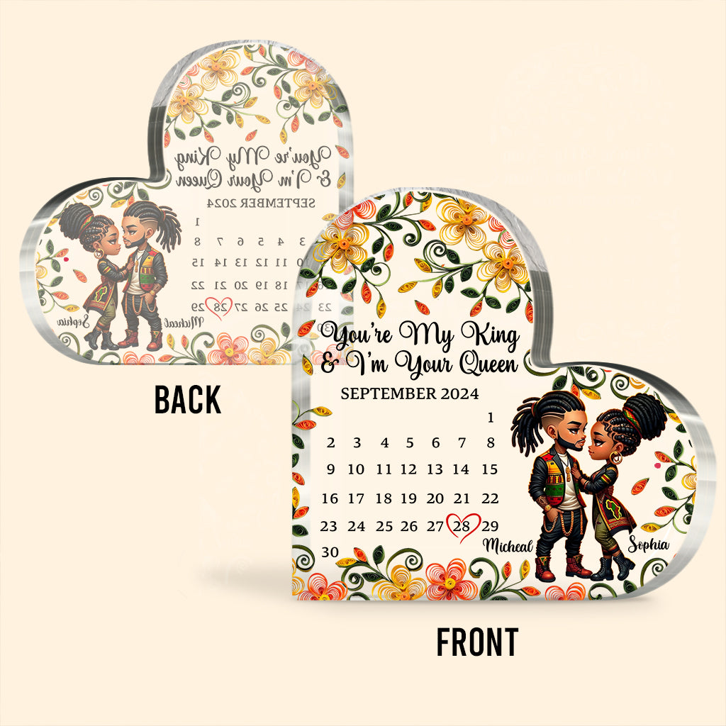Du bist mein König und ich bin deine Königin – personalisierte Acrylplakette in individueller Form für Afroamerikaner