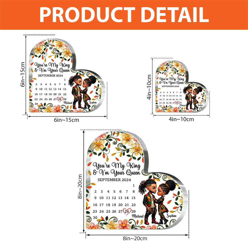 Du bist mein König und ich bin deine Königin – personalisierte Acrylplakette in individueller Form für Afroamerikaner