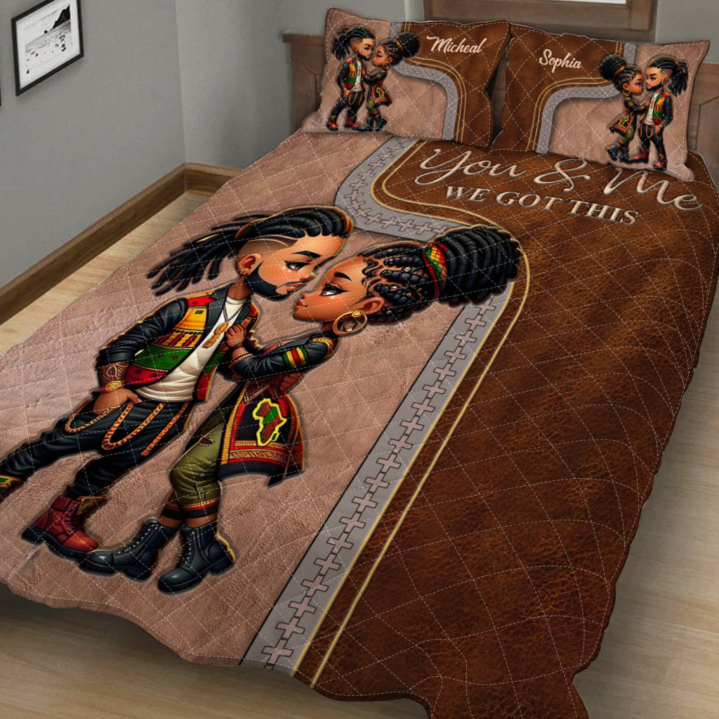 Du bist mein König und ich bin deine Königin – Personalisiertes afroamerikanisches Quilt-Set