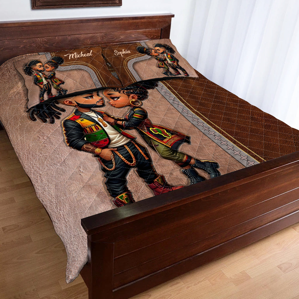 Du bist mein König und ich bin deine Königin – Personalisiertes afroamerikanisches Quilt-Set