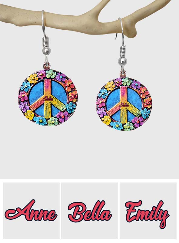 Floral Peace Soul - Personalized Hippie Earrings