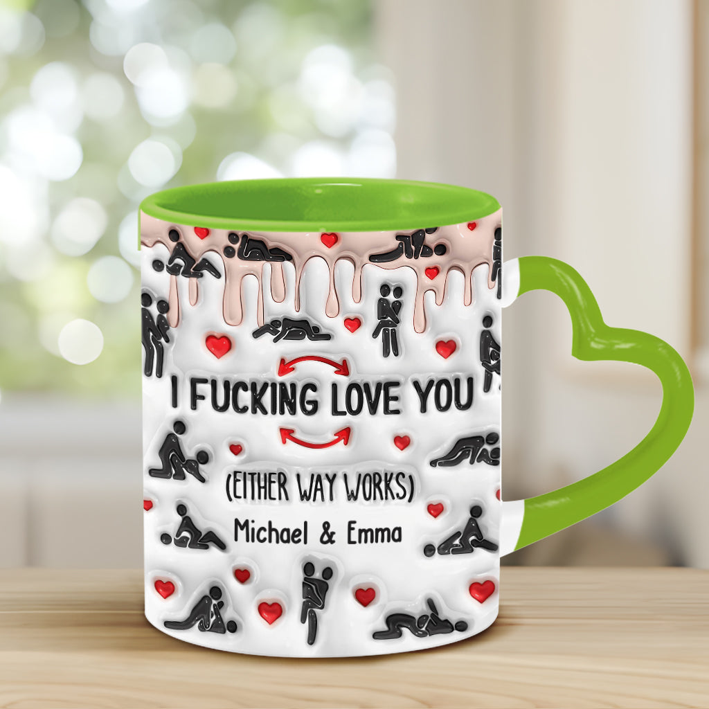 Ich liebe dich – Personalisierte Tasse mit Herzgriff für Paare
