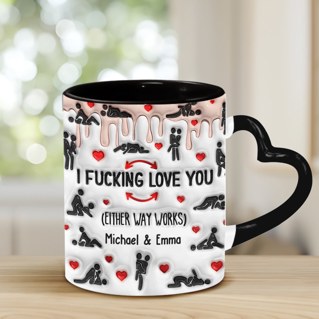 Ich liebe dich – Personalisierte Tasse mit Herzgriff für Paare