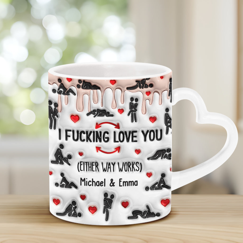 Ich liebe dich – Personalisierte Tasse mit Herzgriff für Paare