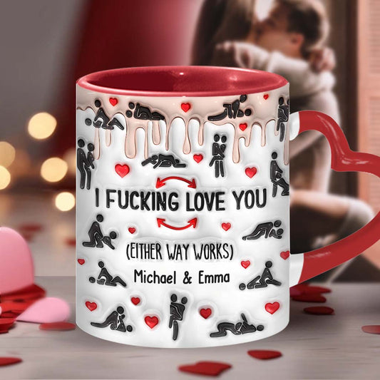Ich liebe dich – Personalisierte Tasse mit Herzgriff für Paare
