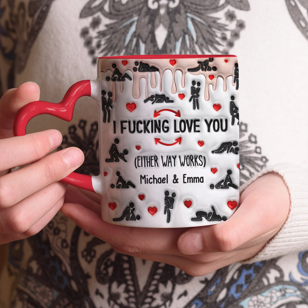 Ich liebe dich – Personalisierte Tasse mit Herzgriff für Paare