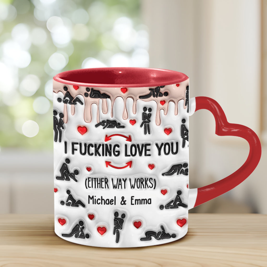 Ich liebe dich – Personalisierte Tasse mit Herzgriff für Paare