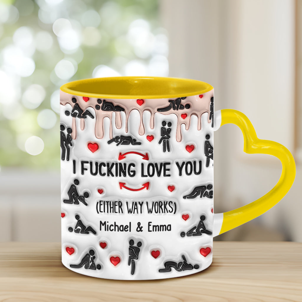 Ich liebe dich – Personalisierte Tasse mit Herzgriff für Paare