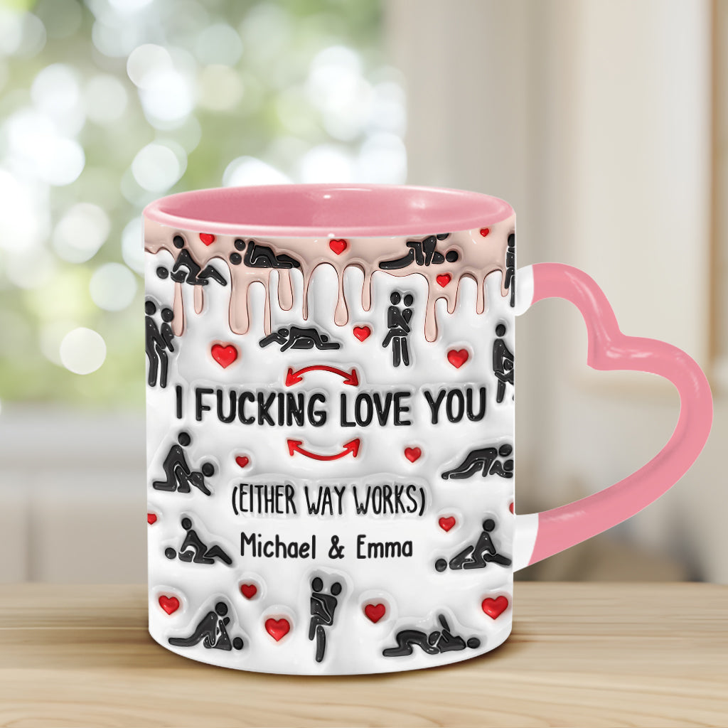 Ich liebe dich – Personalisierte Tasse mit Herzgriff für Paare