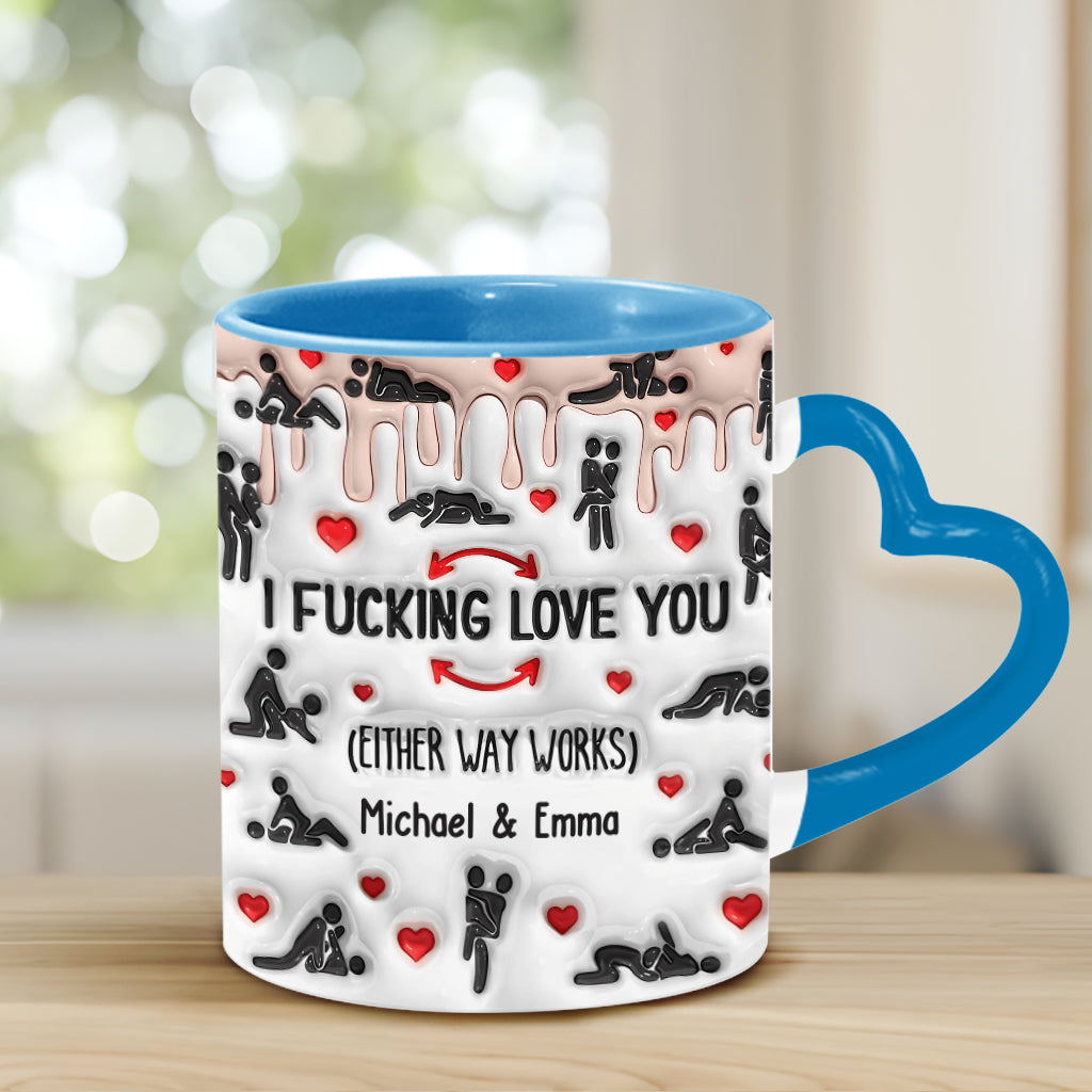 Ich liebe dich – Personalisierte Tasse mit Herzgriff für Paare