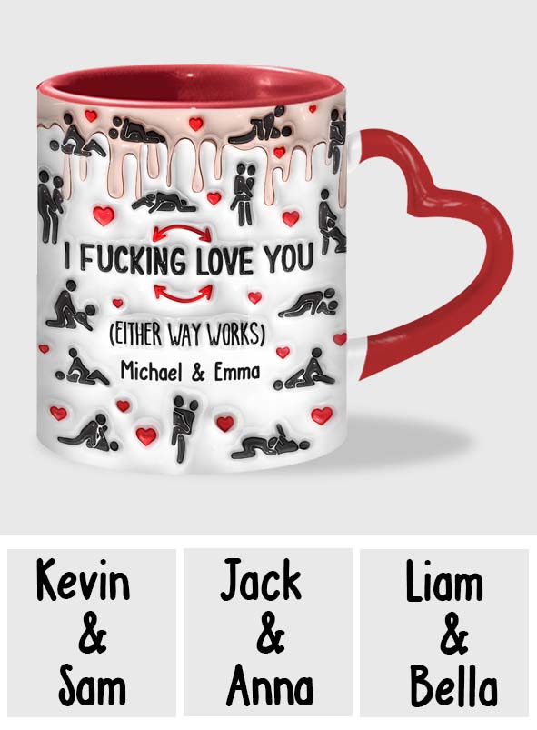 Ich liebe dich – Personalisierte Tasse mit Herzgriff für Paare