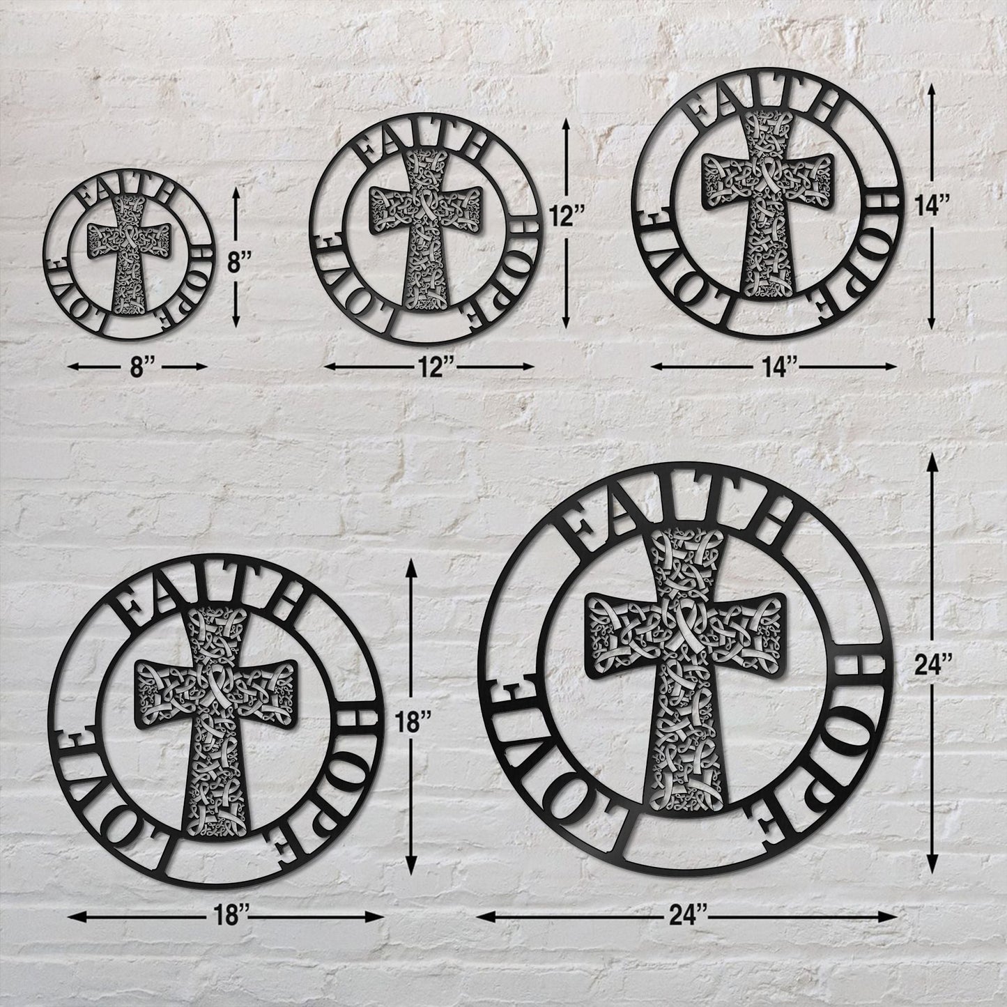 Glaube, Hoffnung, Liebe – Metallschild zur Sensibilisierung für Brustkrebs 0822