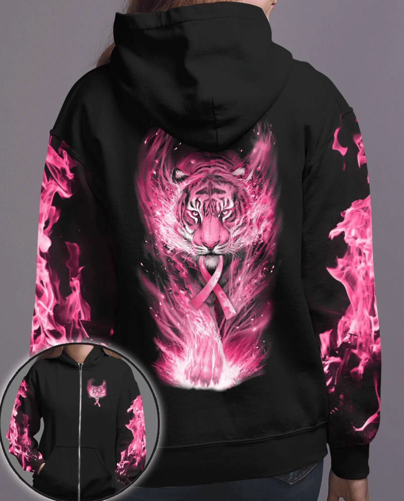 Tiger zur Sensibilisierung für Brustkrebs – T-Shirt und Hoodie mit Allover-Motiv zur Sensibilisierung für Brustkrebs 0822