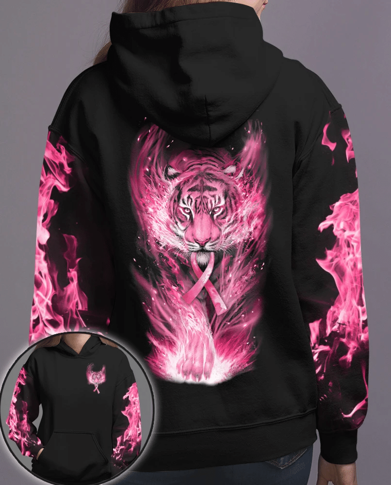 Tiger zur Sensibilisierung für Brustkrebs – T-Shirt und Hoodie mit Allover-Motiv zur Sensibilisierung für Brustkrebs 0822