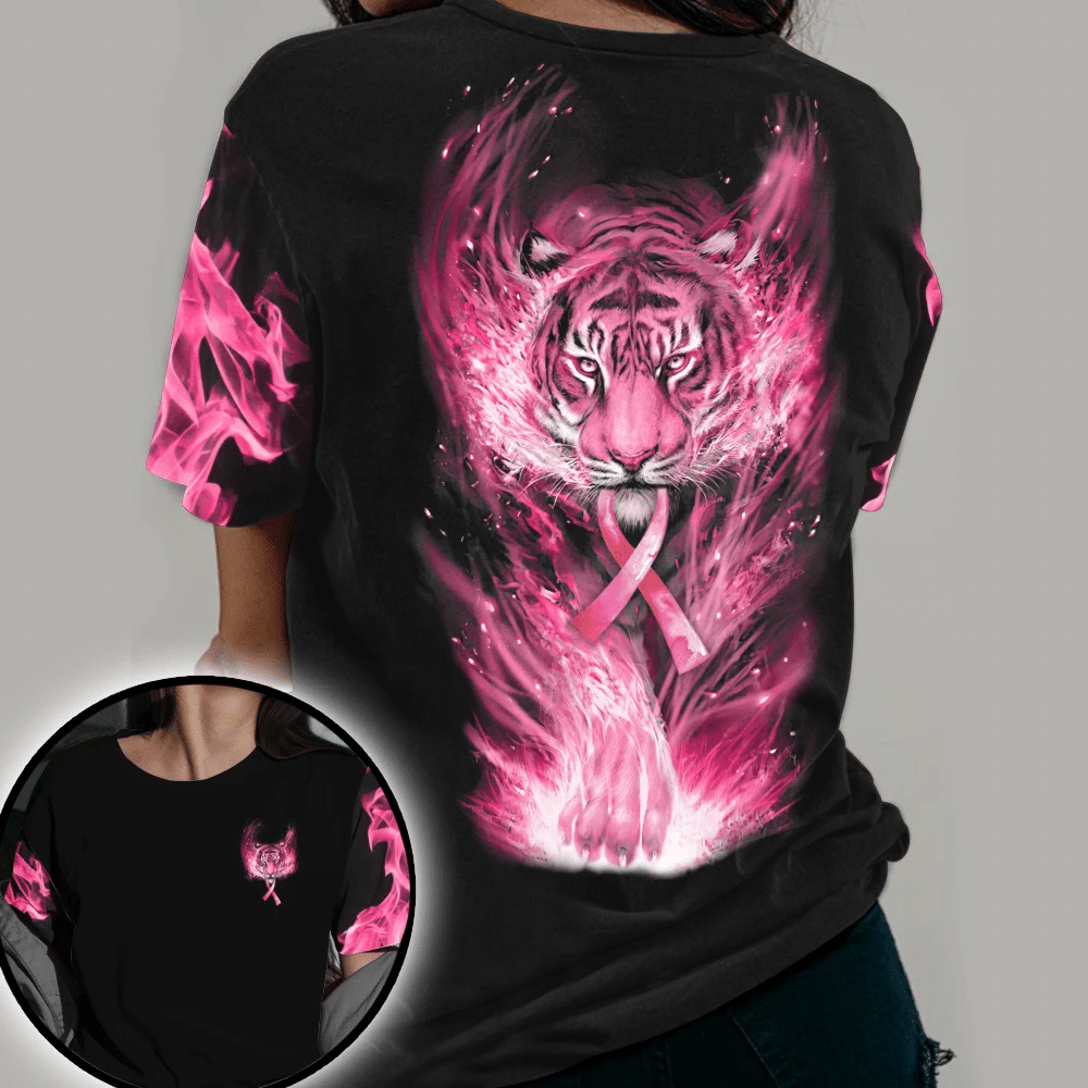 Tiger zur Sensibilisierung für Brustkrebs – T-Shirt und Hoodie mit Allover-Motiv zur Sensibilisierung für Brustkrebs 0822