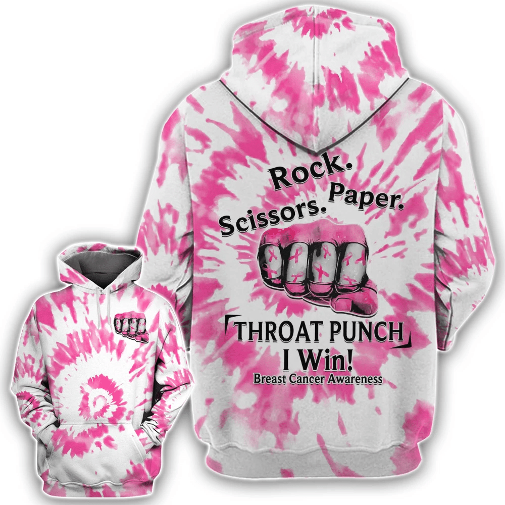 Throat Punch I Win Breast Cancer - Brustkrebs-Aufklärungs-T-Shirt und Hoodie 0822